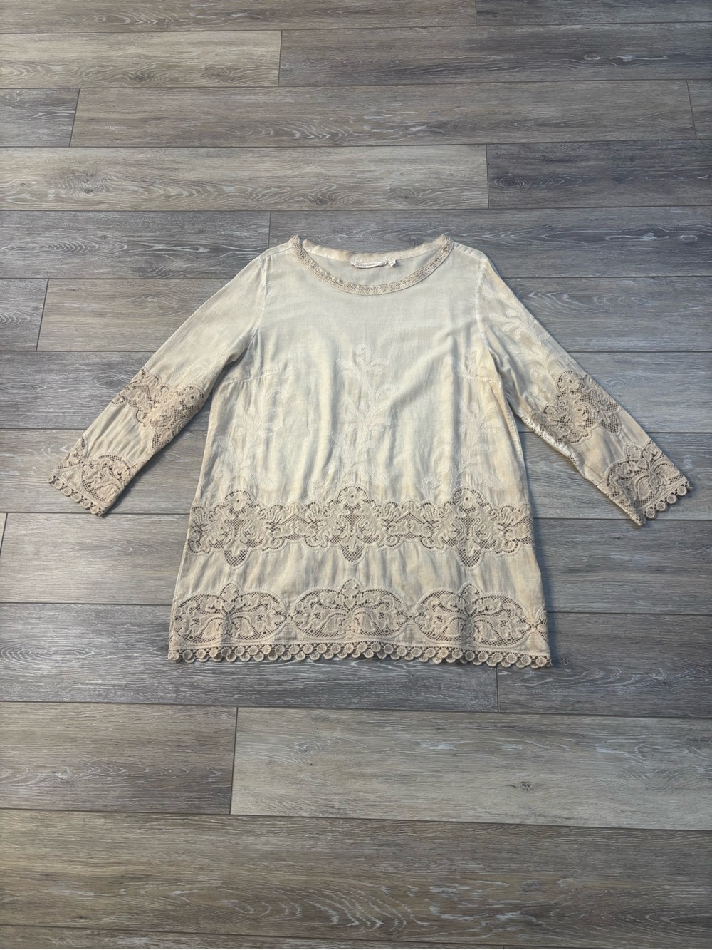 Soft Surroundings Top Cottagecore Sz PL Boho Embroidered Lace Prairie Romantic